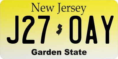 NJ license plate J27OAY