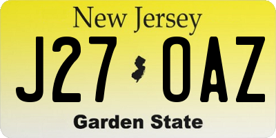 NJ license plate J27OAZ