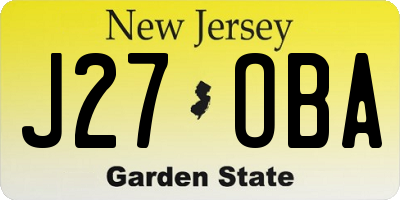NJ license plate J27OBA