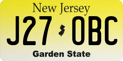 NJ license plate J27OBC