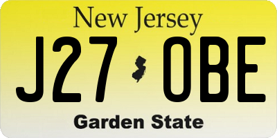 NJ license plate J27OBE