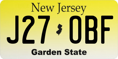 NJ license plate J27OBF