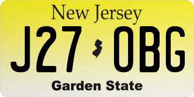 NJ license plate J27OBG