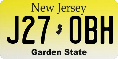 NJ license plate J27OBH