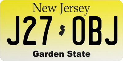 NJ license plate J27OBJ