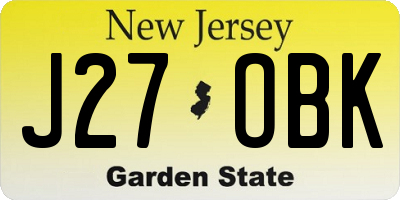 NJ license plate J27OBK