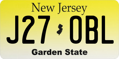 NJ license plate J27OBL