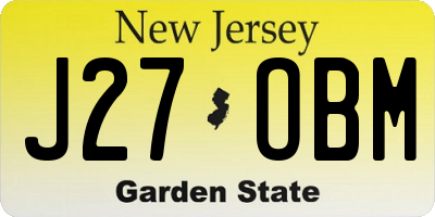 NJ license plate J27OBM