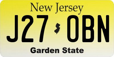NJ license plate J27OBN