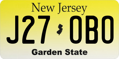 NJ license plate J27OBO