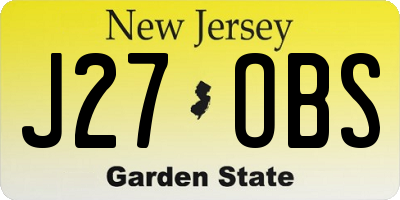 NJ license plate J27OBS