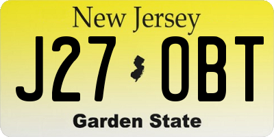 NJ license plate J27OBT