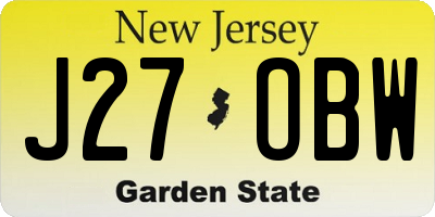 NJ license plate J27OBW