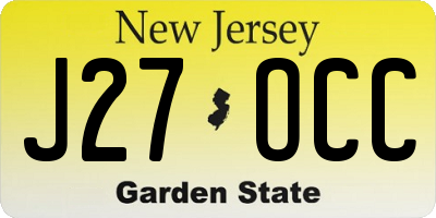 NJ license plate J27OCC