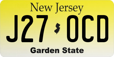 NJ license plate J27OCD