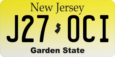 NJ license plate J27OCI