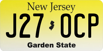 NJ license plate J27OCP