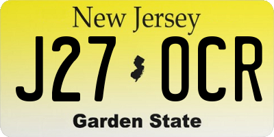 NJ license plate J27OCR