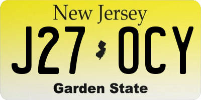 NJ license plate J27OCY