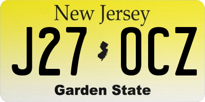 NJ license plate J27OCZ