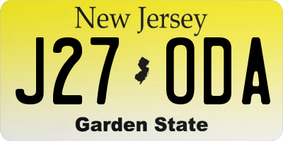 NJ license plate J27ODA