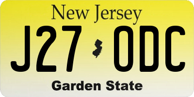 NJ license plate J27ODC