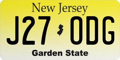 NJ license plate J27ODG