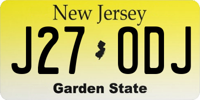 NJ license plate J27ODJ