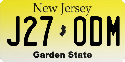 NJ license plate J27ODM