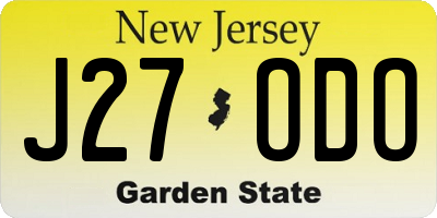 NJ license plate J27ODO