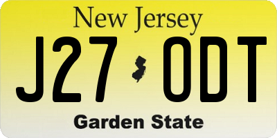 NJ license plate J27ODT
