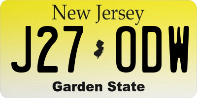 NJ license plate J27ODW