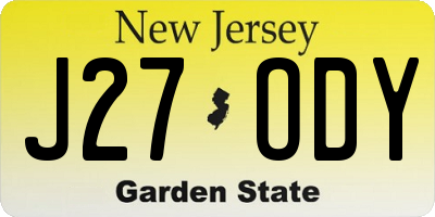 NJ license plate J27ODY