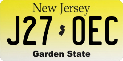 NJ license plate J27OEC