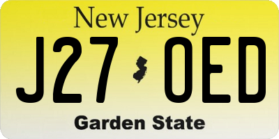 NJ license plate J27OED