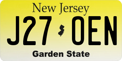 NJ license plate J27OEN