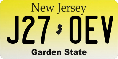 NJ license plate J27OEV