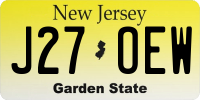 NJ license plate J27OEW