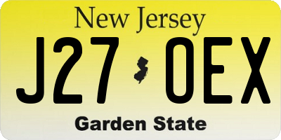 NJ license plate J27OEX