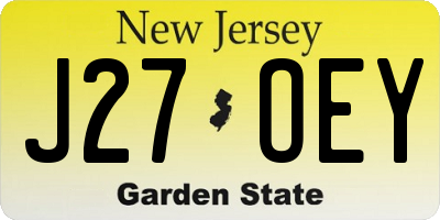 NJ license plate J27OEY