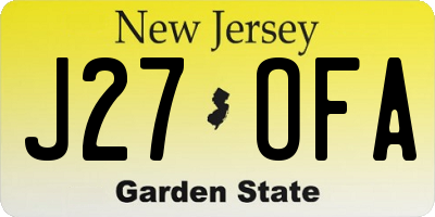 NJ license plate J27OFA