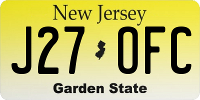 NJ license plate J27OFC