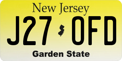 NJ license plate J27OFD