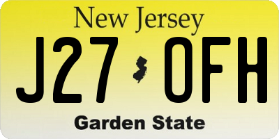 NJ license plate J27OFH