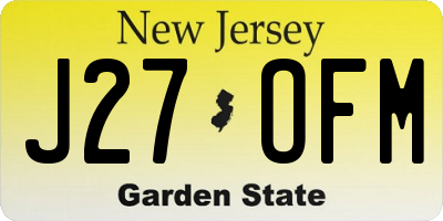 NJ license plate J27OFM