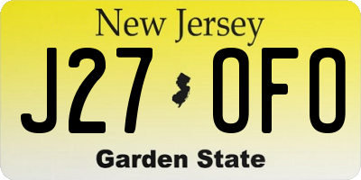 NJ license plate J27OFO