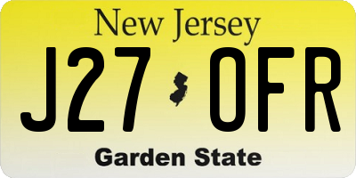 NJ license plate J27OFR