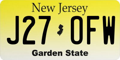 NJ license plate J27OFW