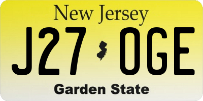 NJ license plate J27OGE