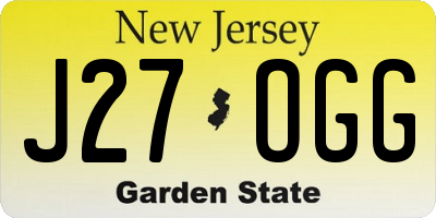 NJ license plate J27OGG